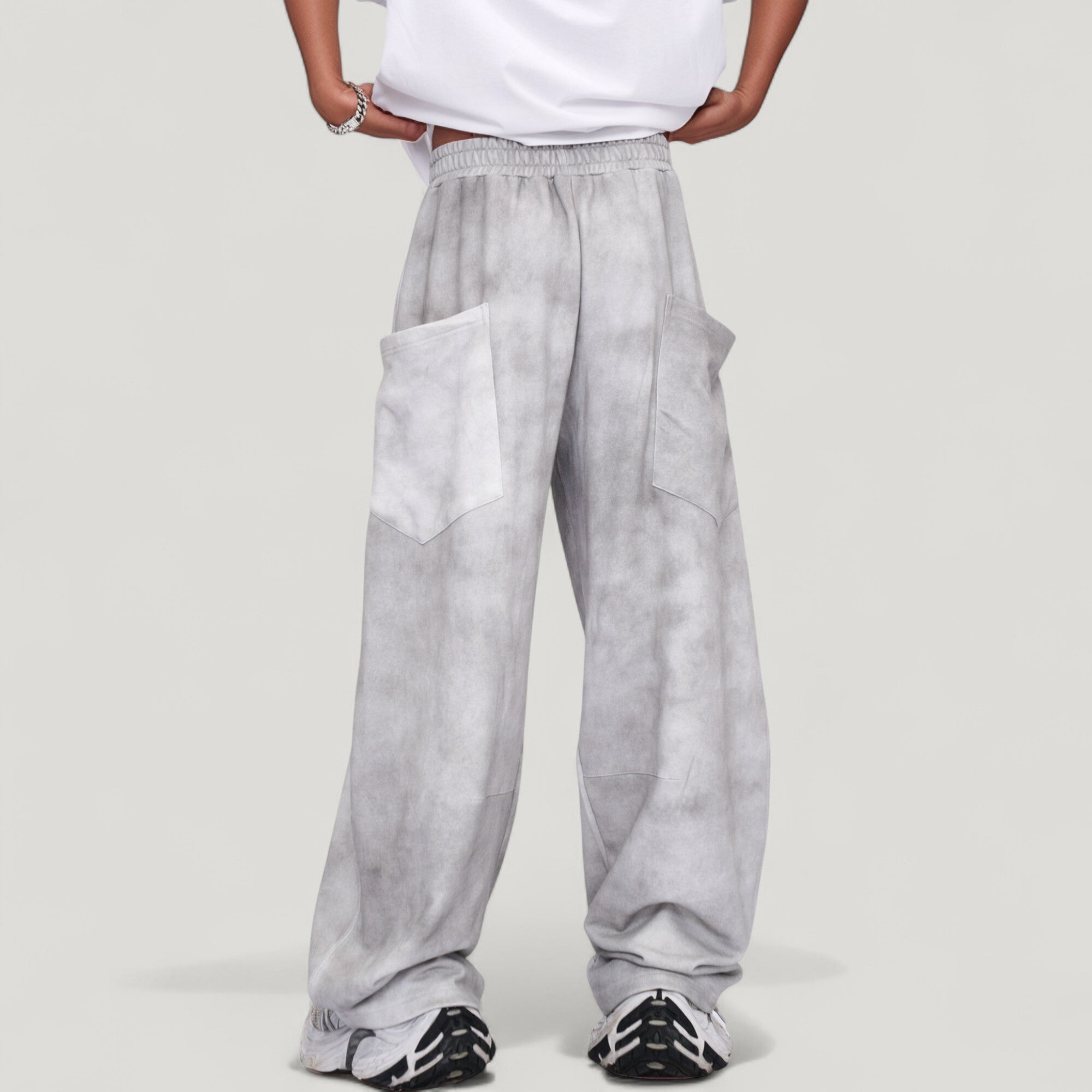 Anna-Kaci Active Men's Wide Leg Drawstring Pants with Relaxed Fit and Side Pockets