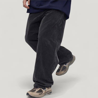 Anna-Kaci Active Men's Wide Leg Relaxed Fit Pants with Classic Five-Pocket Design