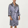 Anna-Kaci Men's Satin Robe with Shawl Collar Waist Tie and Front Pockets
