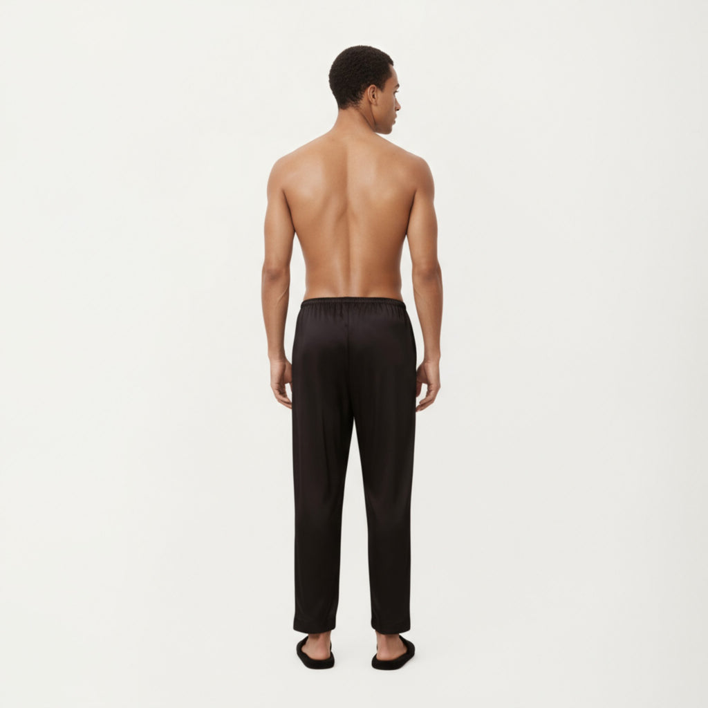 Anna-Kaci Men's Satin Lounge Pants with Elastic Waistband and Straight-Leg Fit