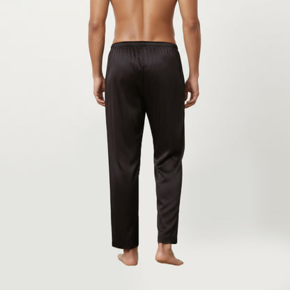 Anna-Kaci Men's Satin Lounge Pants with Elastic Waistband and Straight-Leg Fit