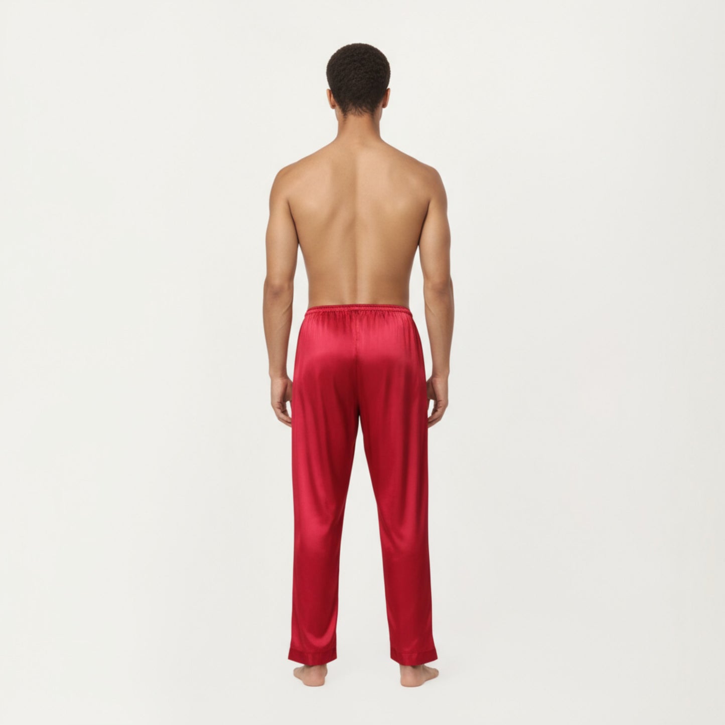 Anna-Kaci Men's Satin Lounge Pants with Elastic Waistband and Straight-Leg Fit