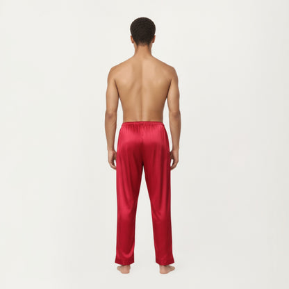 Anna-Kaci Men's Satin Lounge Pants with Elastic Waistband and Straight-Leg Fit