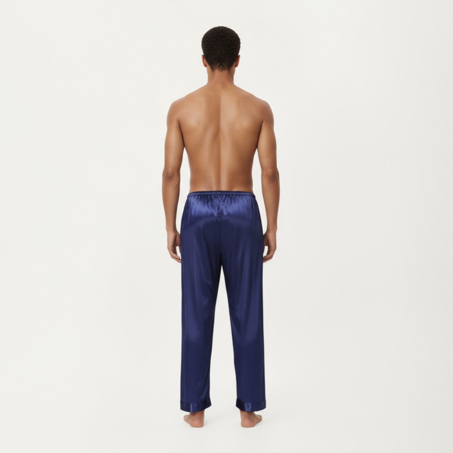 Anna-Kaci Men's Satin Lounge Pants with Elastic Waistband and Straight-Leg Fit