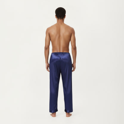 Anna-Kaci Men's Satin Lounge Pants with Elastic Waistband and Straight-Leg Fit