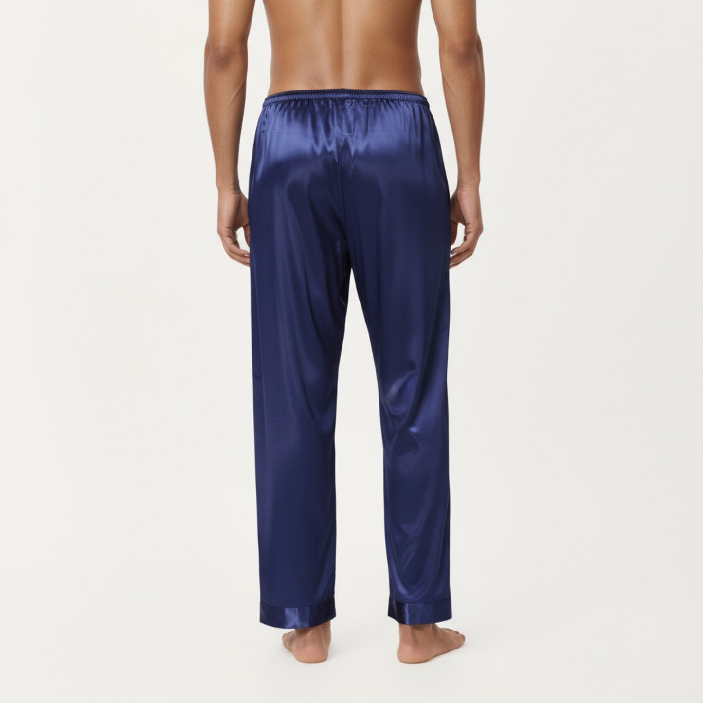 Anna-Kaci Men's Satin Lounge Pants with Elastic Waistband and Straight-Leg Fit