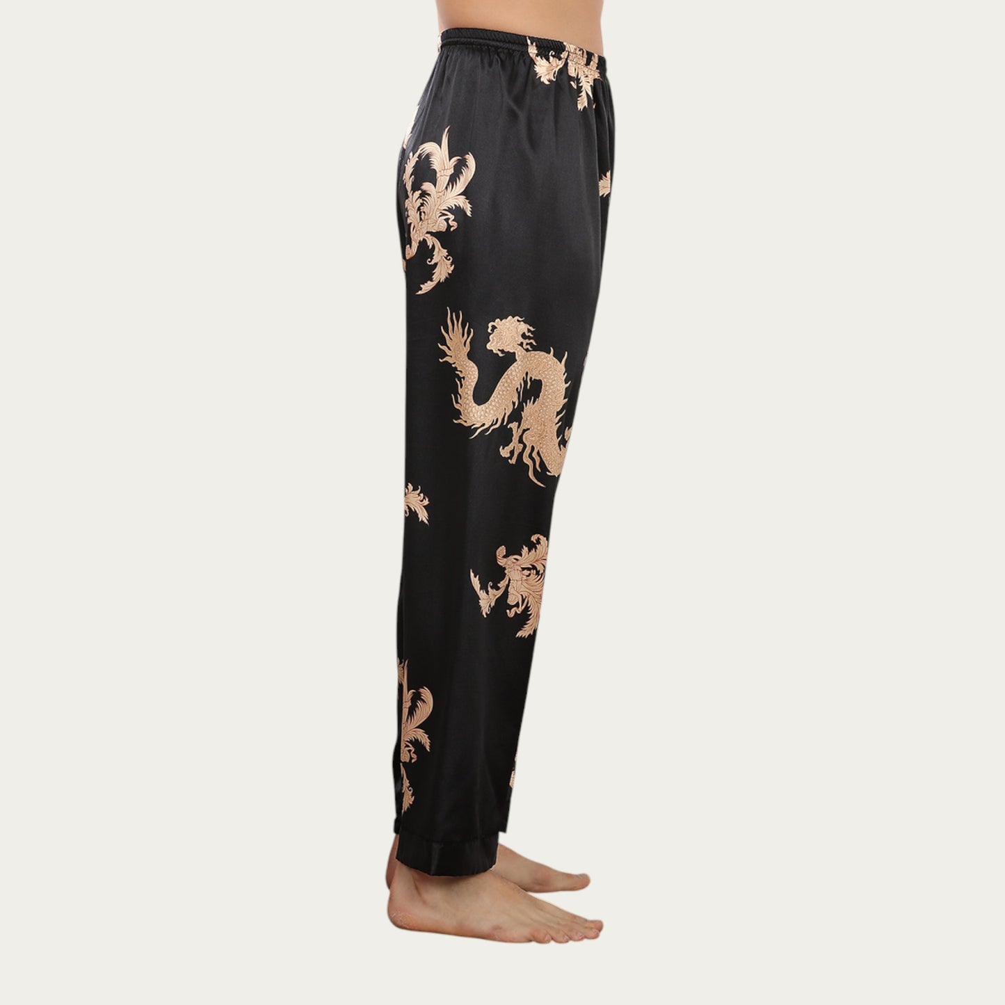 Anna-Kaci Men's Satin Lounge Pants with Baroque Print and Elastic Waistband