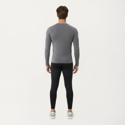 Anna-Kaci Men's Long Sleeve Compression Athletic Shirt with Stretch Fabric and V-Neck Design