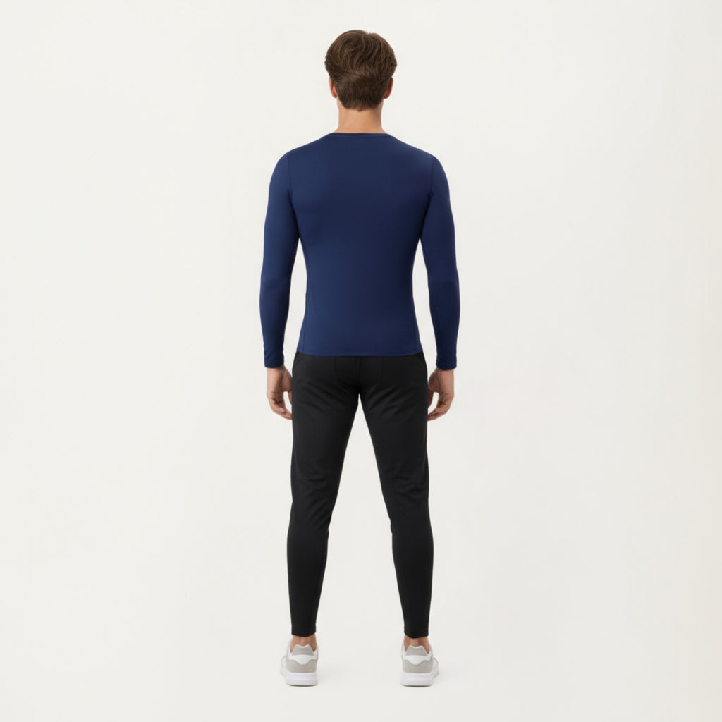 Anna-Kaci Men's Long Sleeve Compression Athletic Shirt with Stretch Fabric and V-Neck Design