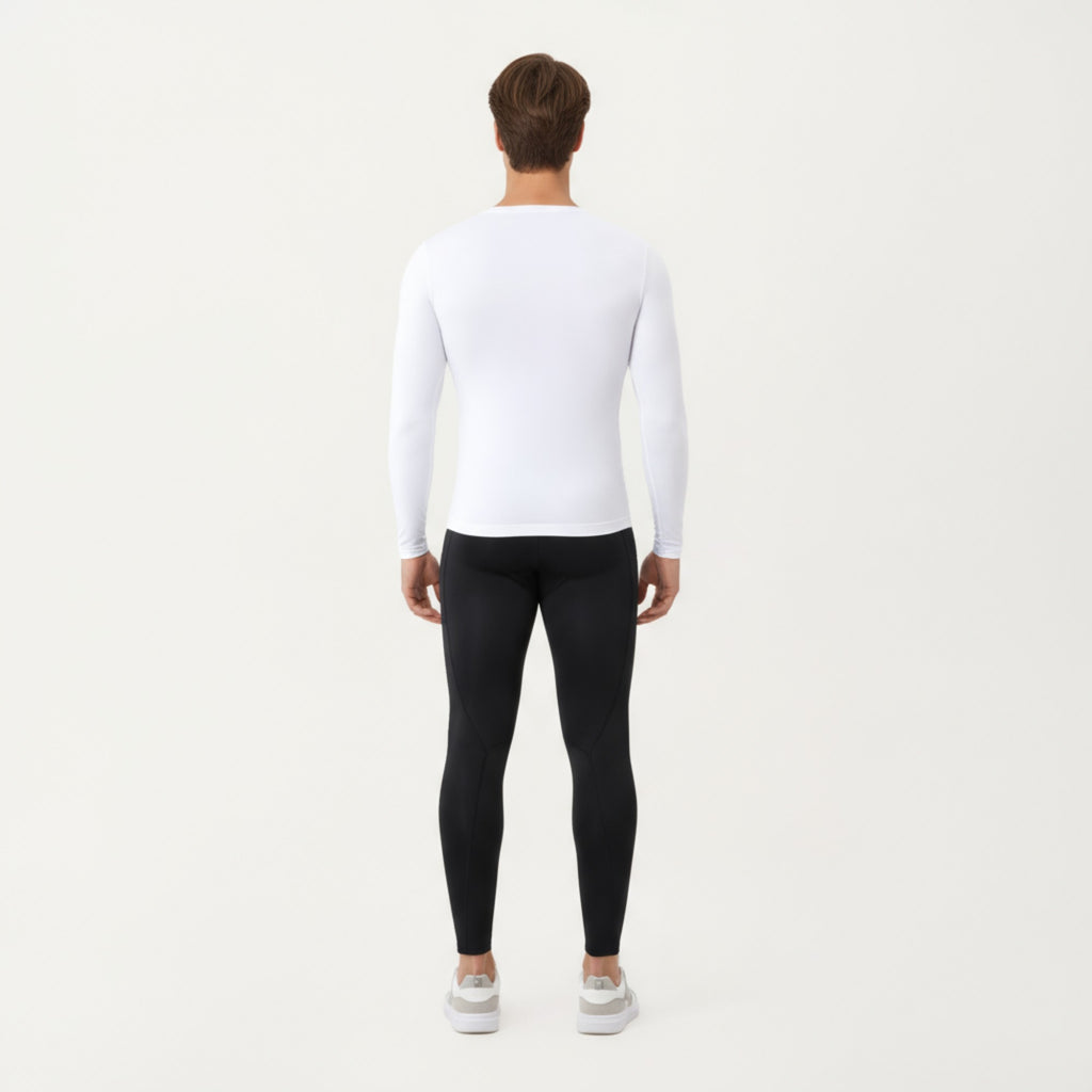 Anna-Kaci Men's Long Sleeve Compression Athletic Shirt with Stretch Fabric and V-Neck Design