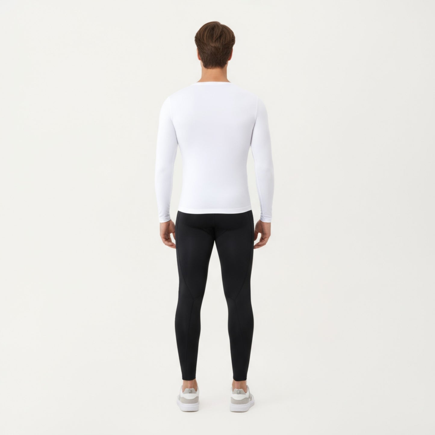 Anna-Kaci Men's Long Sleeve Compression Athletic Shirt with Stretch Fabric and V-Neck Design