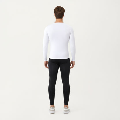 Anna-Kaci Men's Long Sleeve Compression Athletic Shirt with Stretch Fabric and V-Neck Design