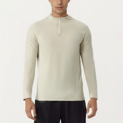 Anna-Kaci Men's Long Sleeve Quarter Zip Athletic Top with Mock Neck and Stretch Performance Fabric