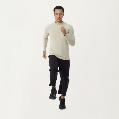 Anna-Kaci Men's Long Sleeve Quarter Zip Athletic Top with Mock Neck and Stretch Performance Fabric