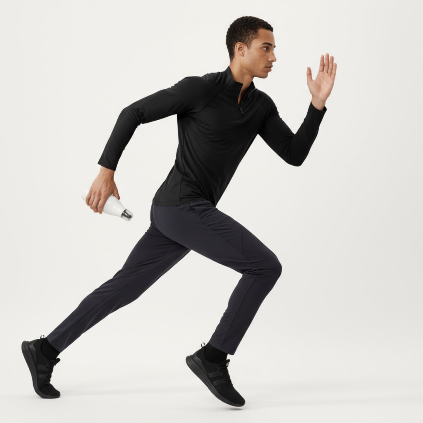 Anna-Kaci Men's Long Sleeve Quarter Zip Athletic Top with Mock Neck and Stretch Performance Fabric