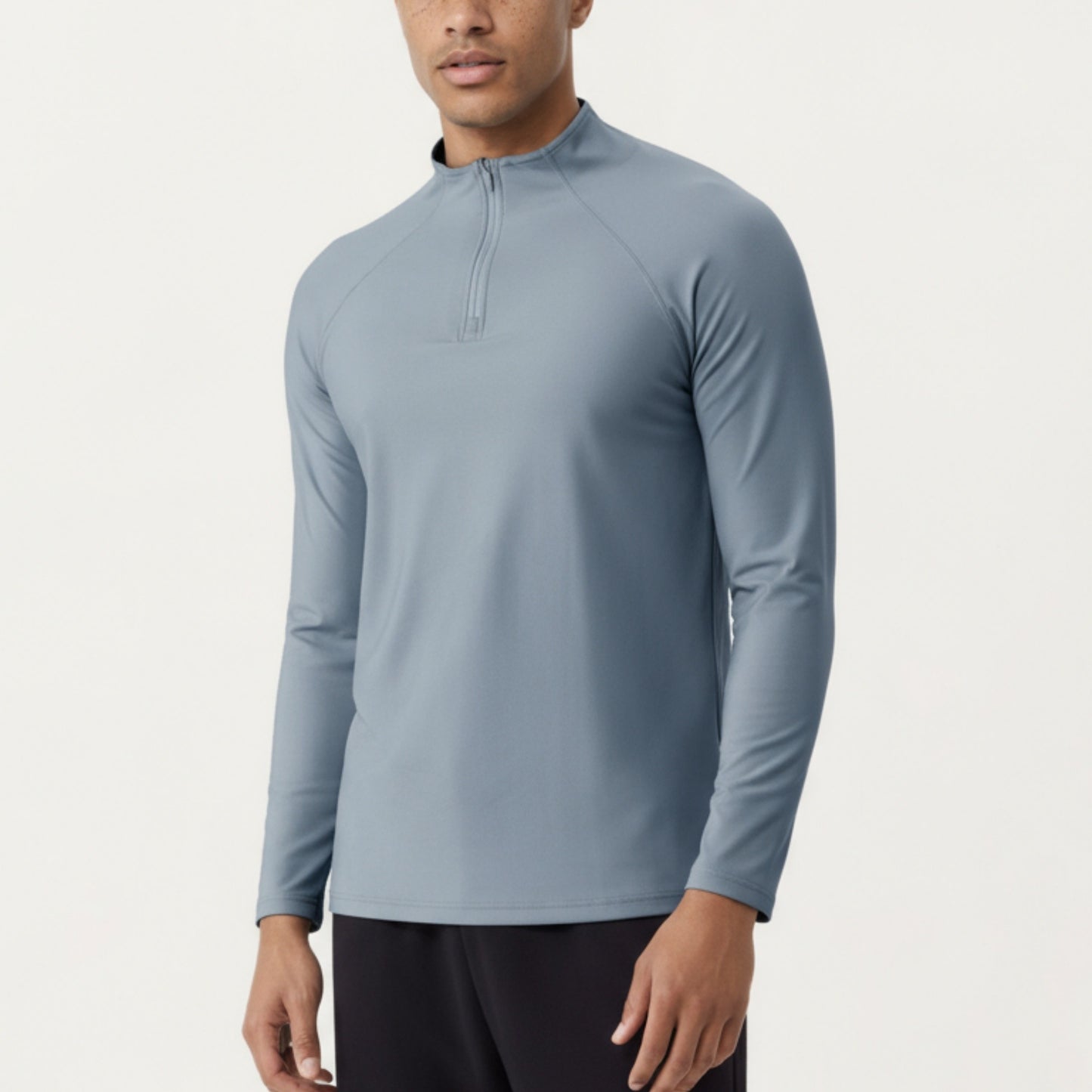 Anna-Kaci Men's Long Sleeve Quarter Zip Athletic Top with Mock Neck and Stretch Performance Fabric