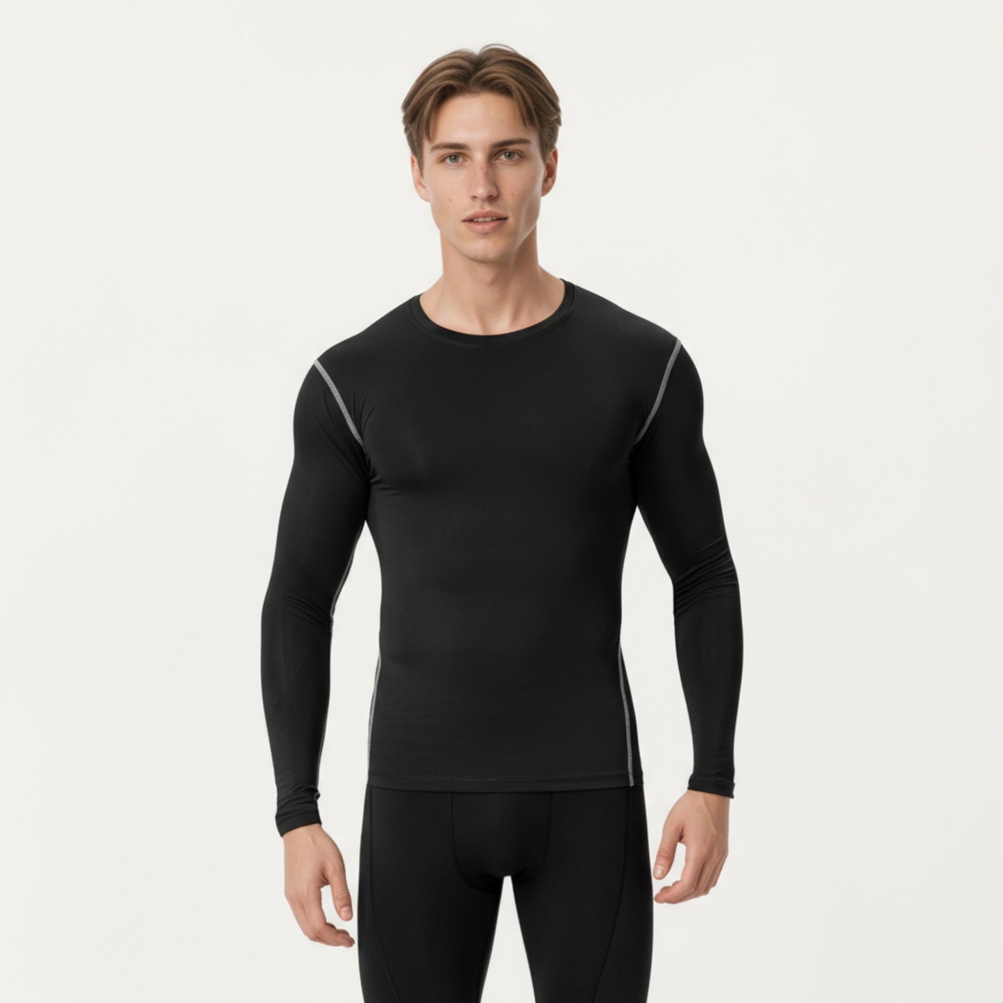 Anna-Kaci Men's Long Sleeve Compression Base Layer Top with Stretch Fit and Moisture-Wicking Fabric