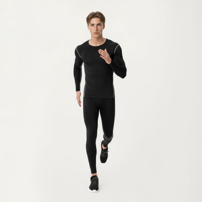 Anna-Kaci Men's Long Sleeve Compression Base Layer Top with Stretch Fit and Moisture-Wicking Fabric