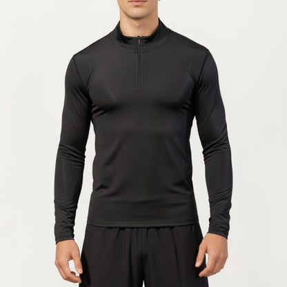 Anna-Kaci Men's Long Sleeve Quarter Zip Compression Athletic Shirt with Mock Neck and Performance Stretch Fabric