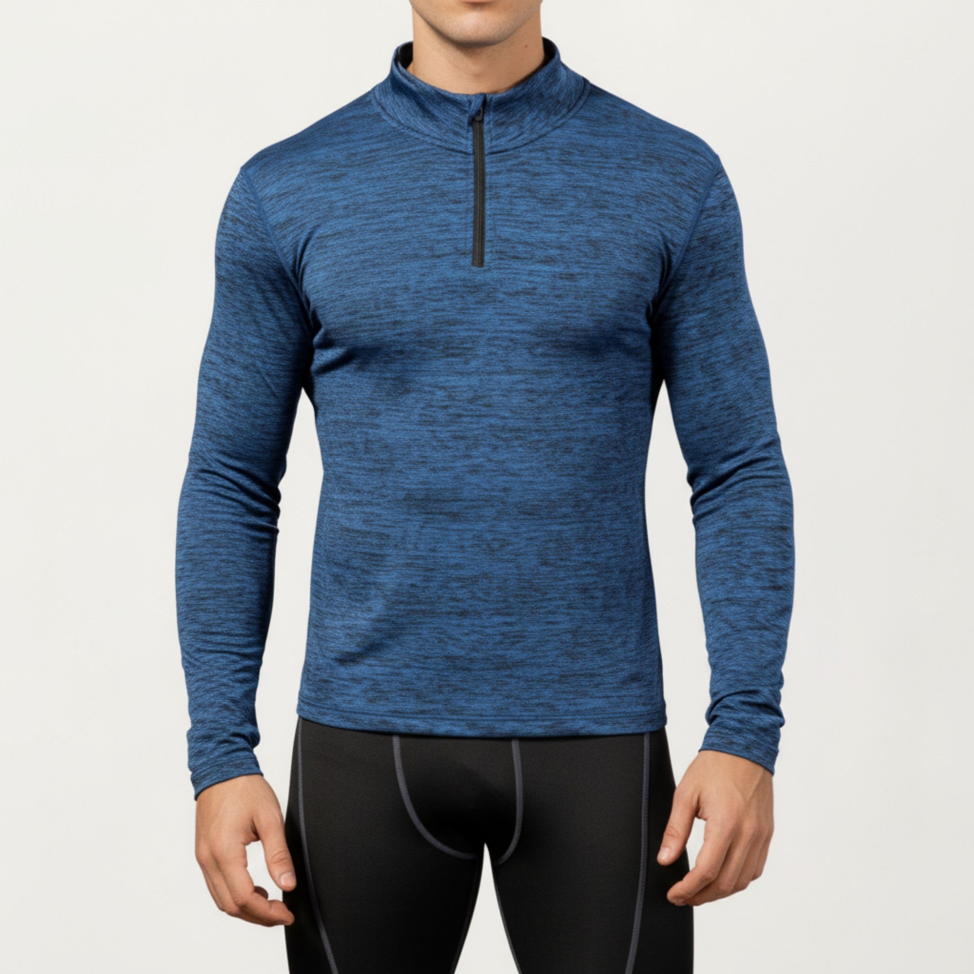 Anna-Kaci Men's Long Sleeve Quarter Zip Compression Athletic Shirt with Mock Neck and Performance Stretch Fabric
