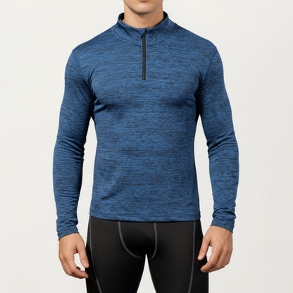 Anna-Kaci Men's Long Sleeve Quarter Zip Compression Athletic Shirt with Mock Neck and Performance Stretch Fabric