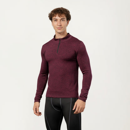 Anna-Kaci Men's Long Sleeve Quarter Zip Compression Athletic Shirt with Mock Neck and Performance Stretch Fabric