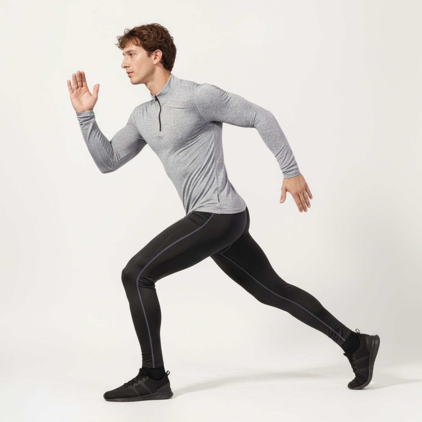 Anna-Kaci Men's Long Sleeve Quarter Zip Compression Athletic Shirt with Mock Neck and Performance Stretch Fabric