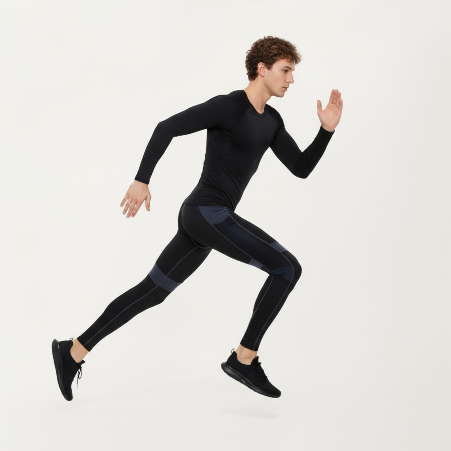 Anna-Kaci Men's Long Sleeve Crew Neck Compression Shirt with Stretch Fabric and Athletic Fit