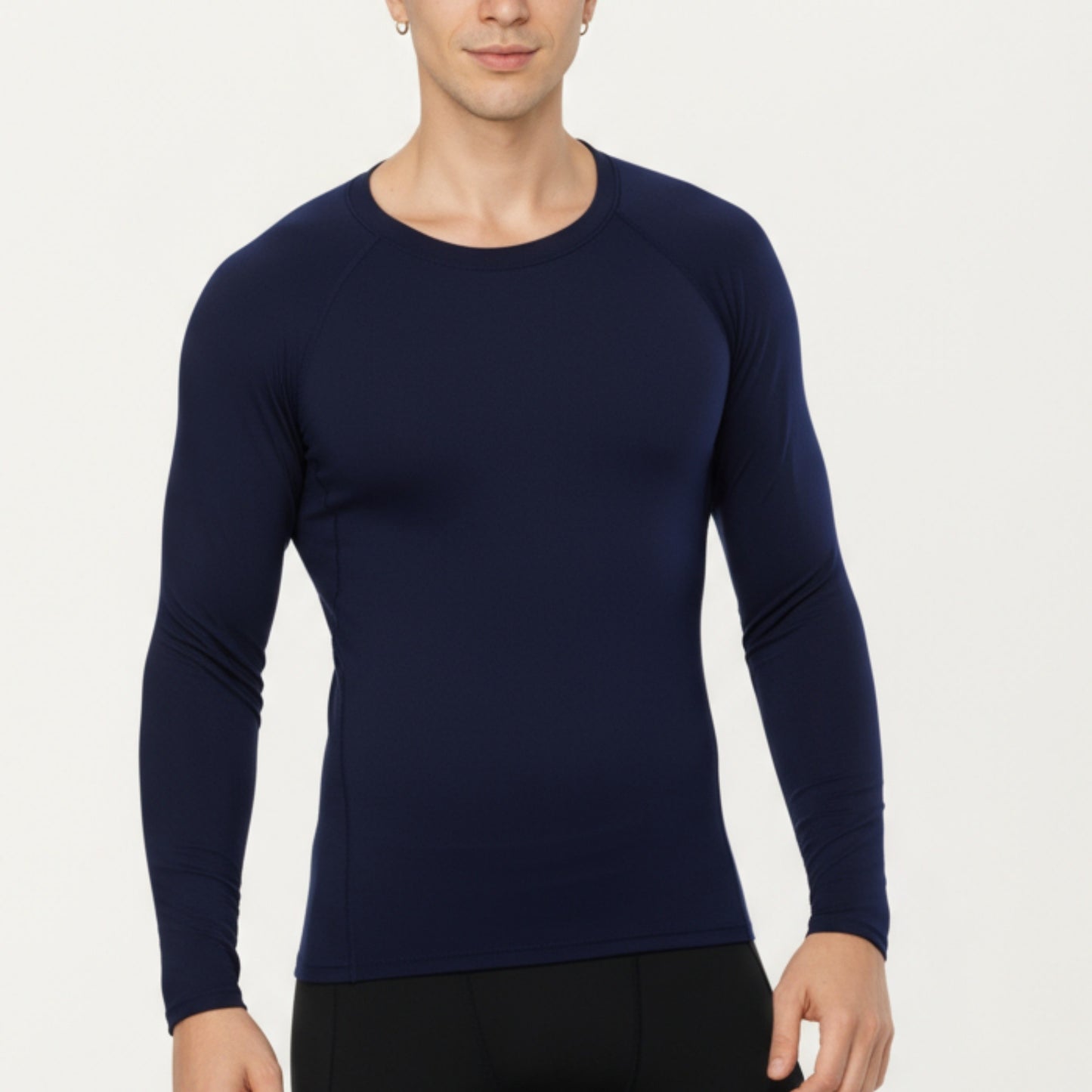 Anna-Kaci Men's Long Sleeve Crew Neck Compression Shirt with Stretch Fabric and Athletic Fit