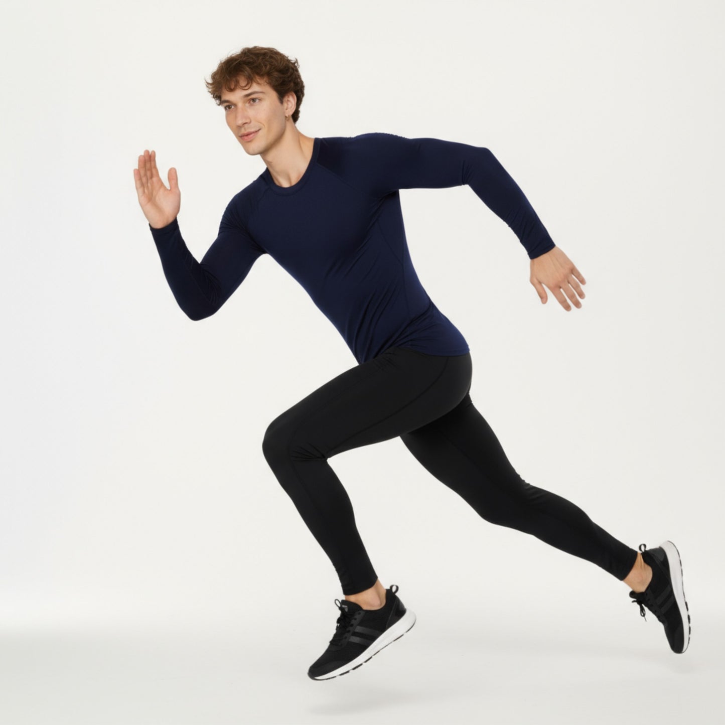 Anna-Kaci Men's Long Sleeve Crew Neck Compression Shirt with Stretch Fabric and Athletic Fit