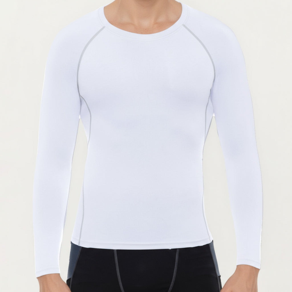 Anna-Kaci Men's Long Sleeve Crew Neck Compression Shirt with Stretch Fabric and Athletic Fit