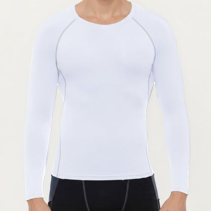 Anna-Kaci Men's Long Sleeve Crew Neck Compression Shirt with Stretch Fabric and Athletic Fit