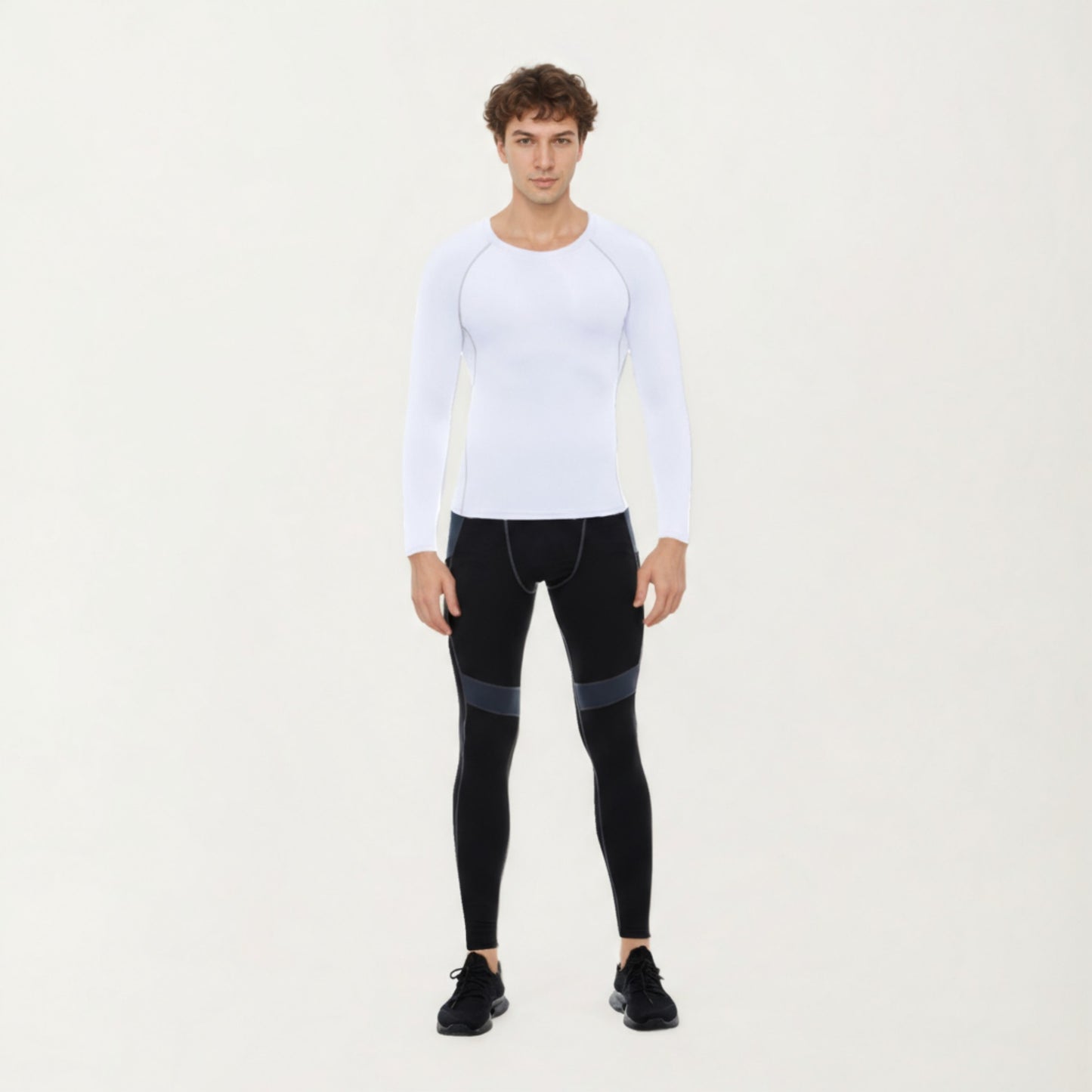 Anna-Kaci Men's Long Sleeve Crew Neck Compression Shirt with Stretch Fabric and Athletic Fit