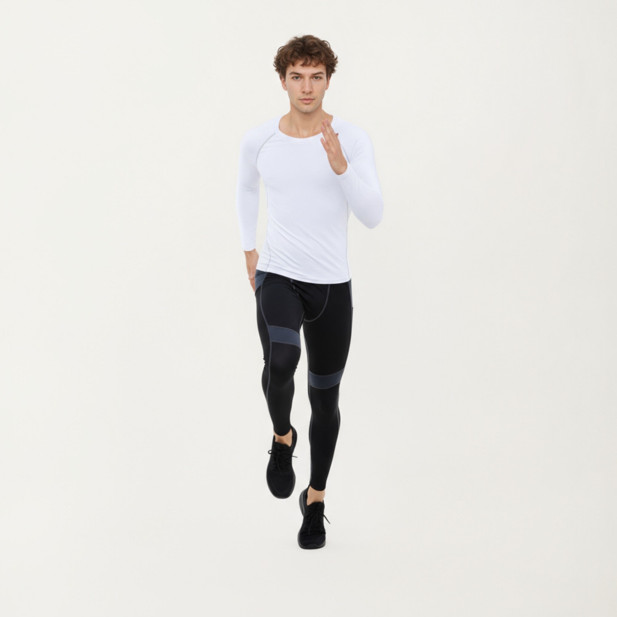 Anna-Kaci Men's Long Sleeve Crew Neck Compression Shirt with Stretch Fabric and Athletic Fit