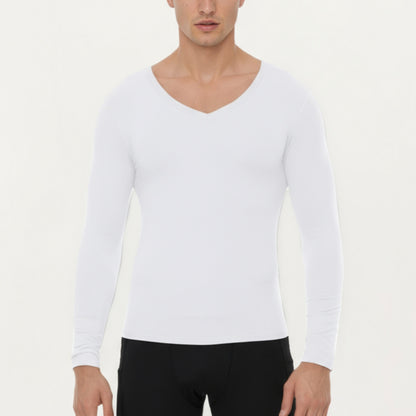 Anna-Kaci Men's Long Sleeve V-Neck Compression Shirt with Stretch Performance Fabric and Athletic Fit