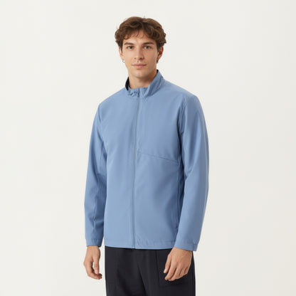 Anna-Kaci Men's Lightweight Zip-Up Jacket with Stand Collar and Long Sleeves