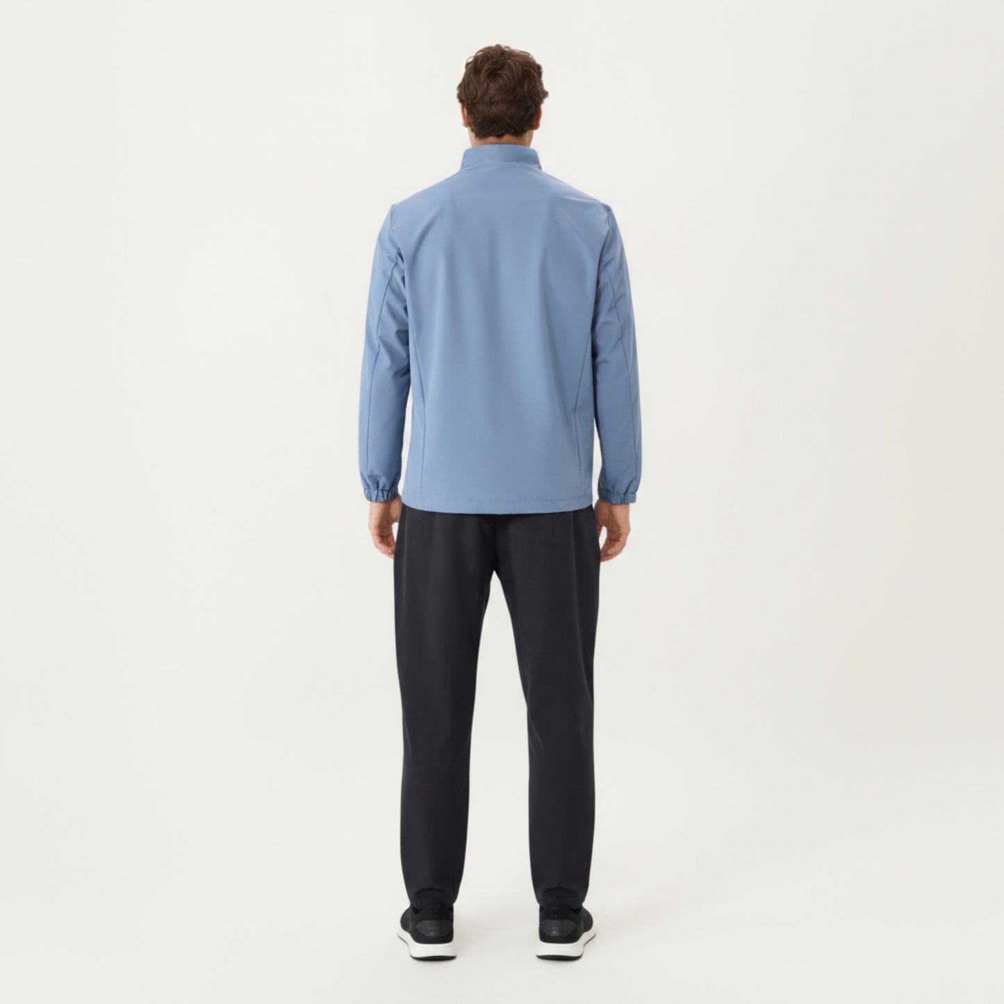 Anna-Kaci Men's Lightweight Zip-Up Jacket with Stand Collar and Long Sleeves