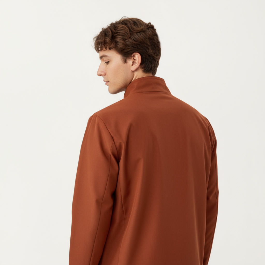 Anna-Kaci Men's Lightweight Zip-Up Jacket with Stand Collar and Long Sleeves