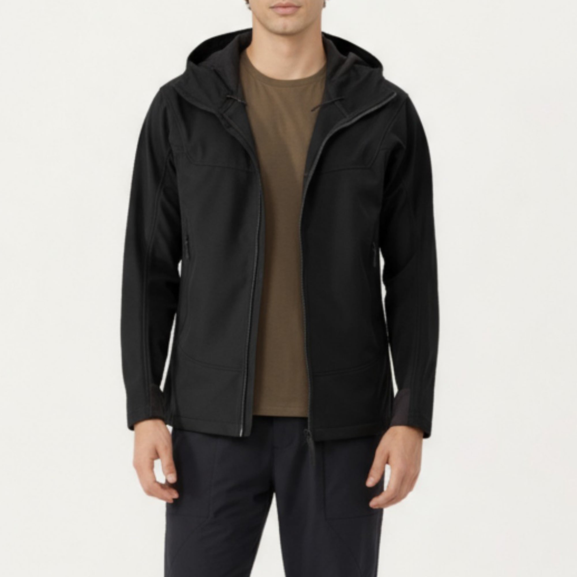 Anna-Kaci Men's Full Zip Hooded Jacket with Adjustable Drawstrings and Front Zip Pockets