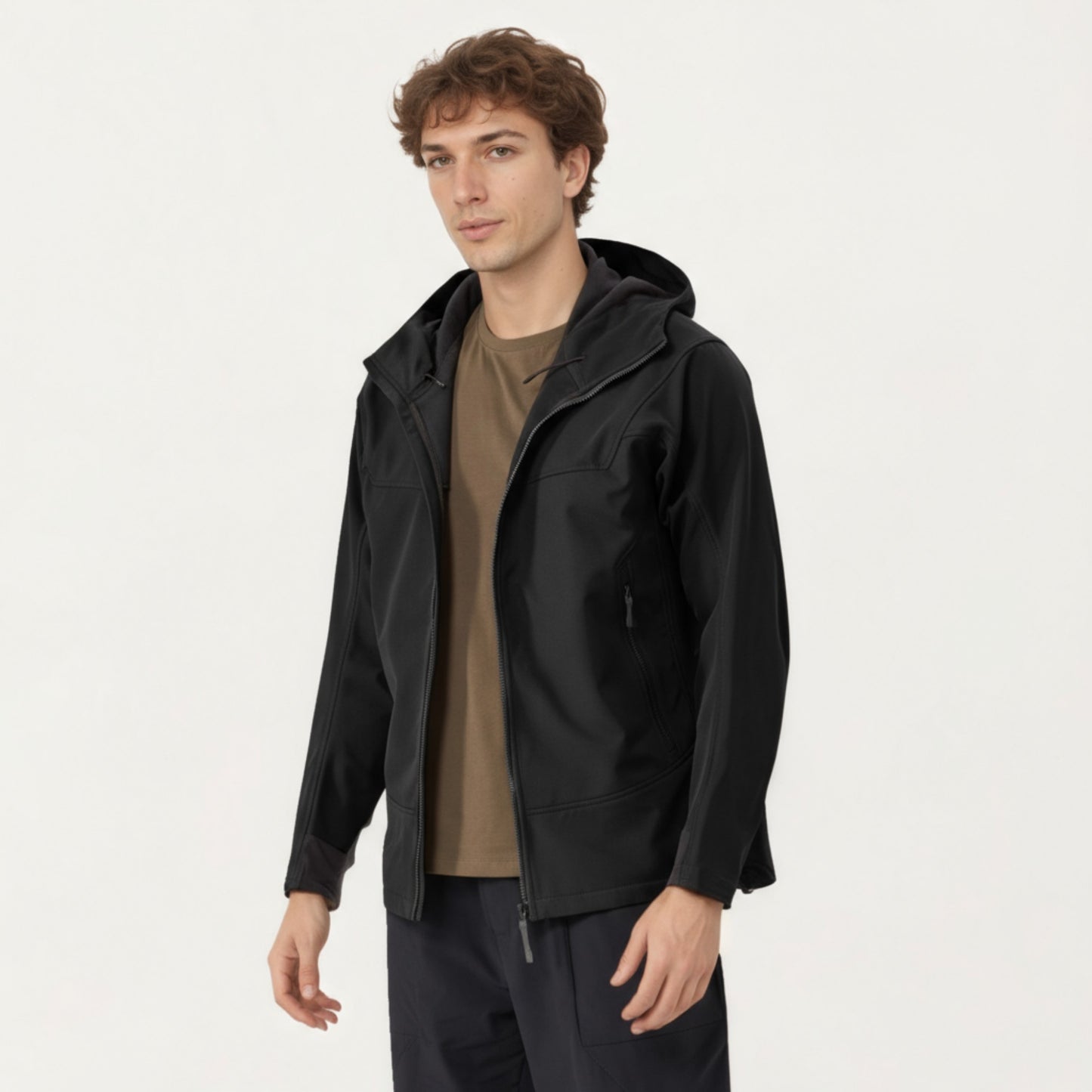 Anna-Kaci Men's Full Zip Hooded Jacket with Adjustable Drawstrings and Front Zip Pockets