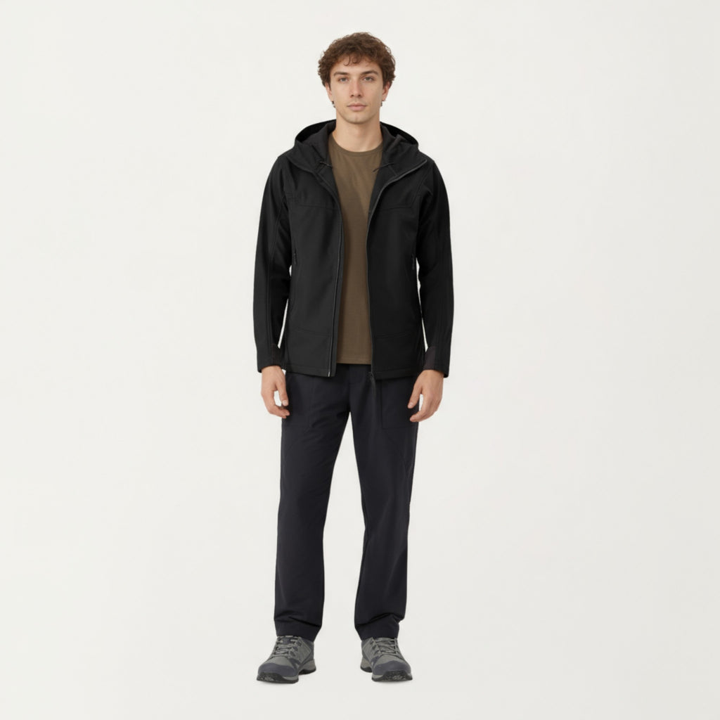 Anna-Kaci Men's Full Zip Hooded Jacket with Adjustable Drawstrings and Front Zip Pockets