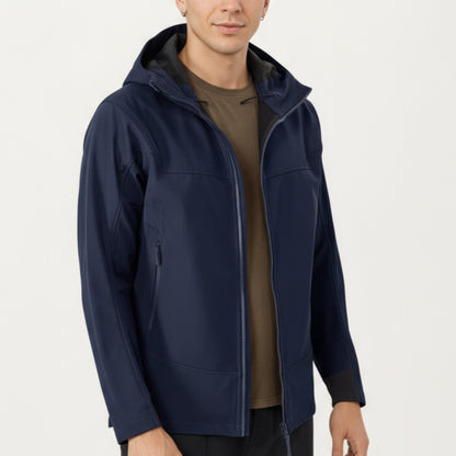 Anna-Kaci Men's Full Zip Hooded Jacket with Adjustable Drawstrings and Front Zip Pockets