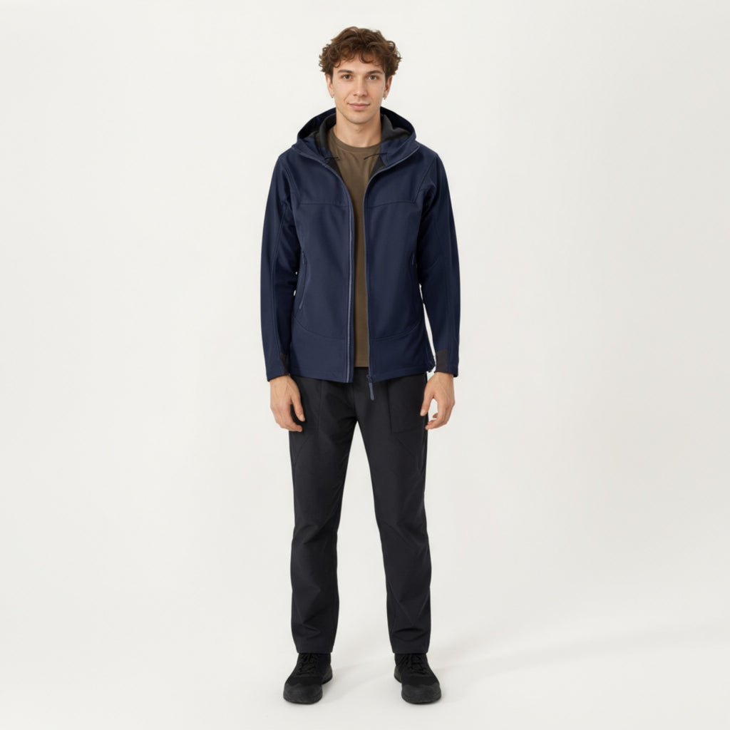 Anna-Kaci Men's Full Zip Hooded Jacket with Adjustable Drawstrings and Front Zip Pockets
