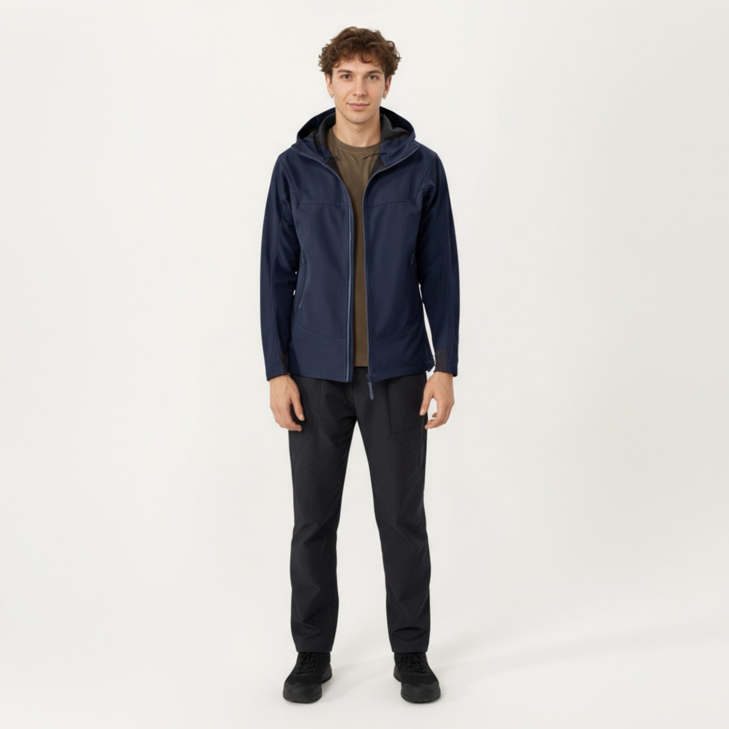 Anna-Kaci Men's Full Zip Hooded Jacket with Adjustable Drawstrings and Front Zip Pockets