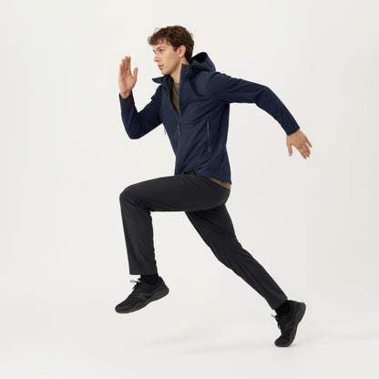 Anna-Kaci Men's Full Zip Hooded Jacket with Adjustable Drawstrings and Front Zip Pockets