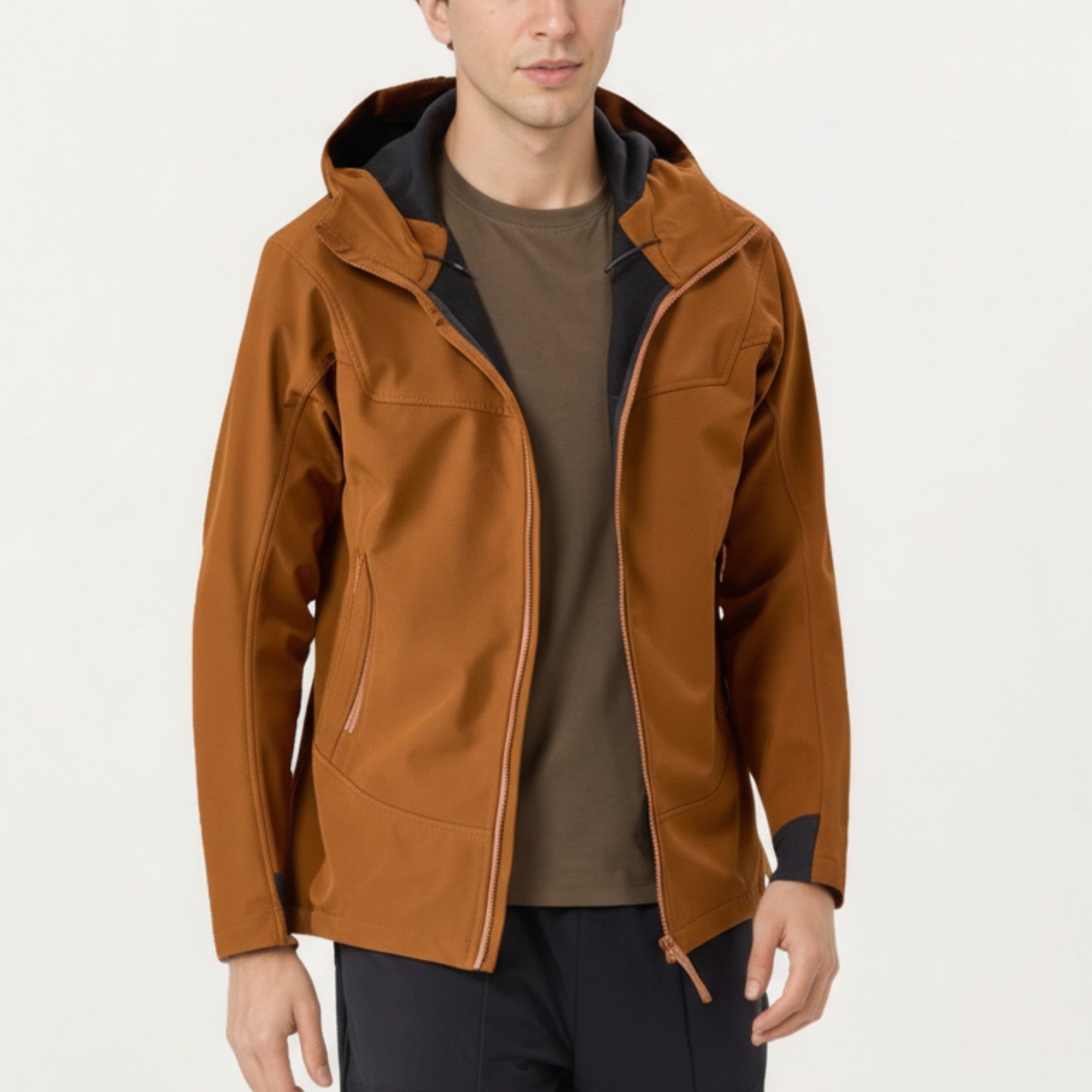 Anna-Kaci Men's Full Zip Hooded Jacket with Adjustable Drawstrings and Front Zip Pockets