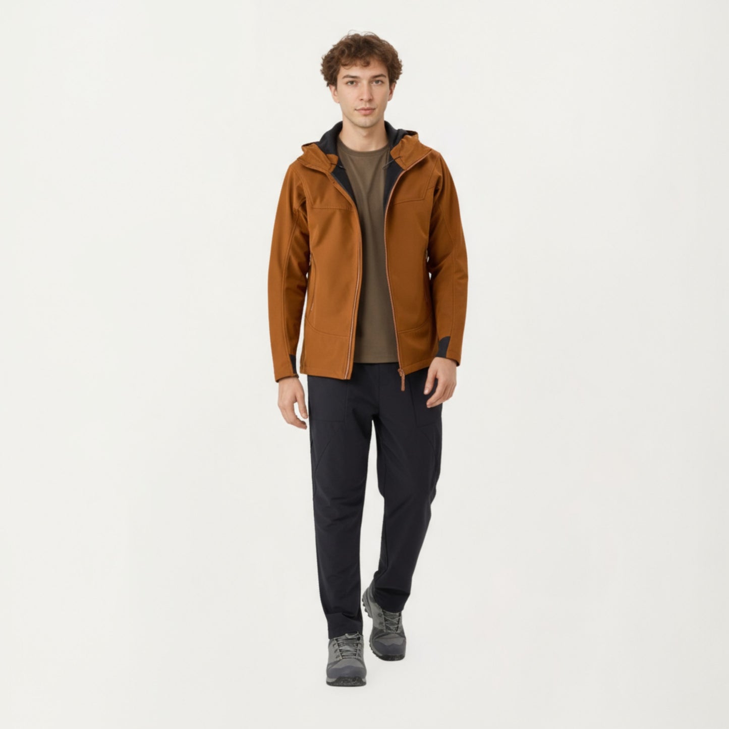 Anna-Kaci Men's Full Zip Hooded Jacket with Adjustable Drawstrings and Front Zip Pockets