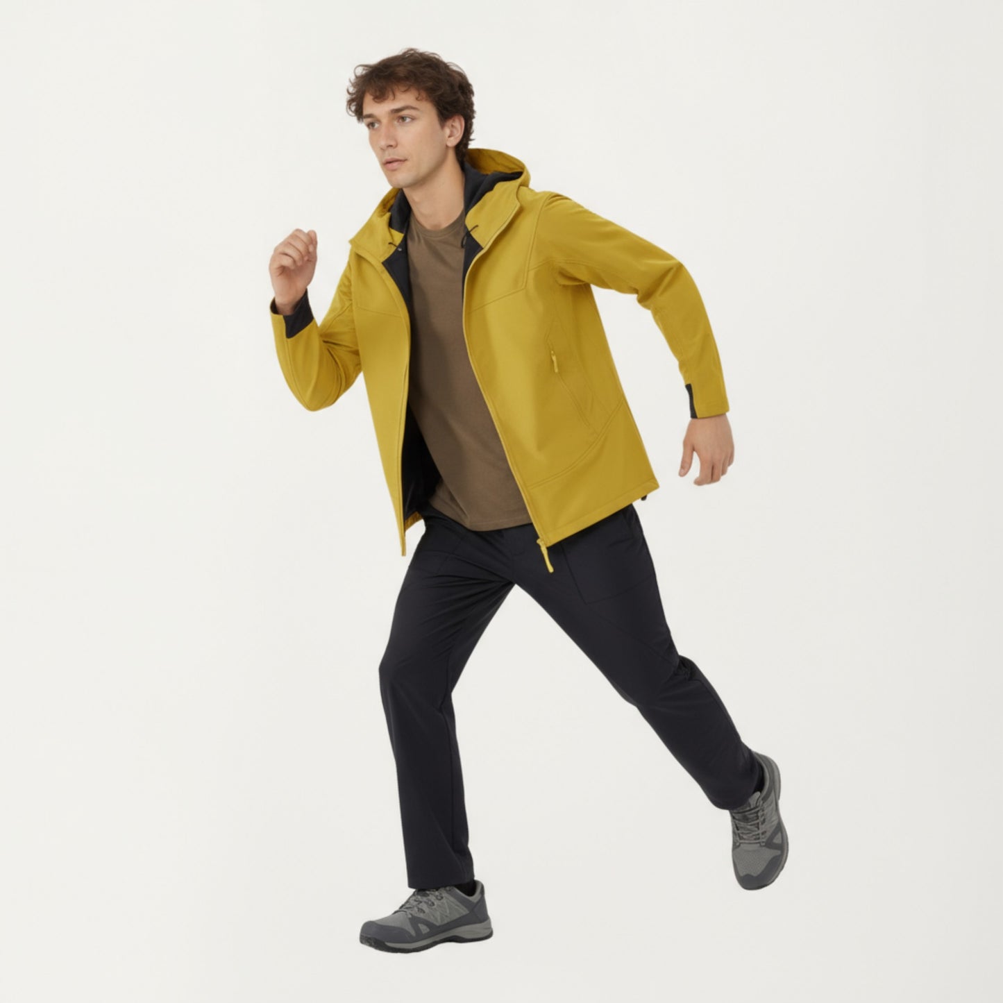 Anna-Kaci Men's Full Zip Hooded Jacket with Adjustable Drawstrings and Front Zip Pockets