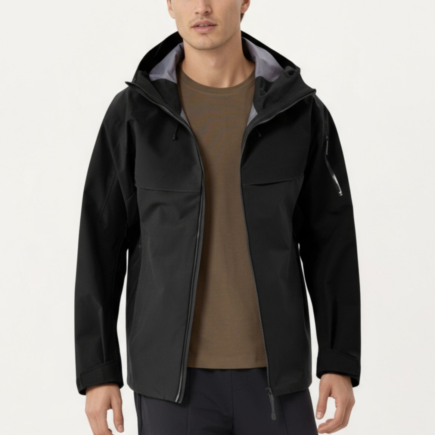 Anna-Kaci Men's Waterproof Hooded Jacket with Zipper Pockets and Adjustable Drawstrings