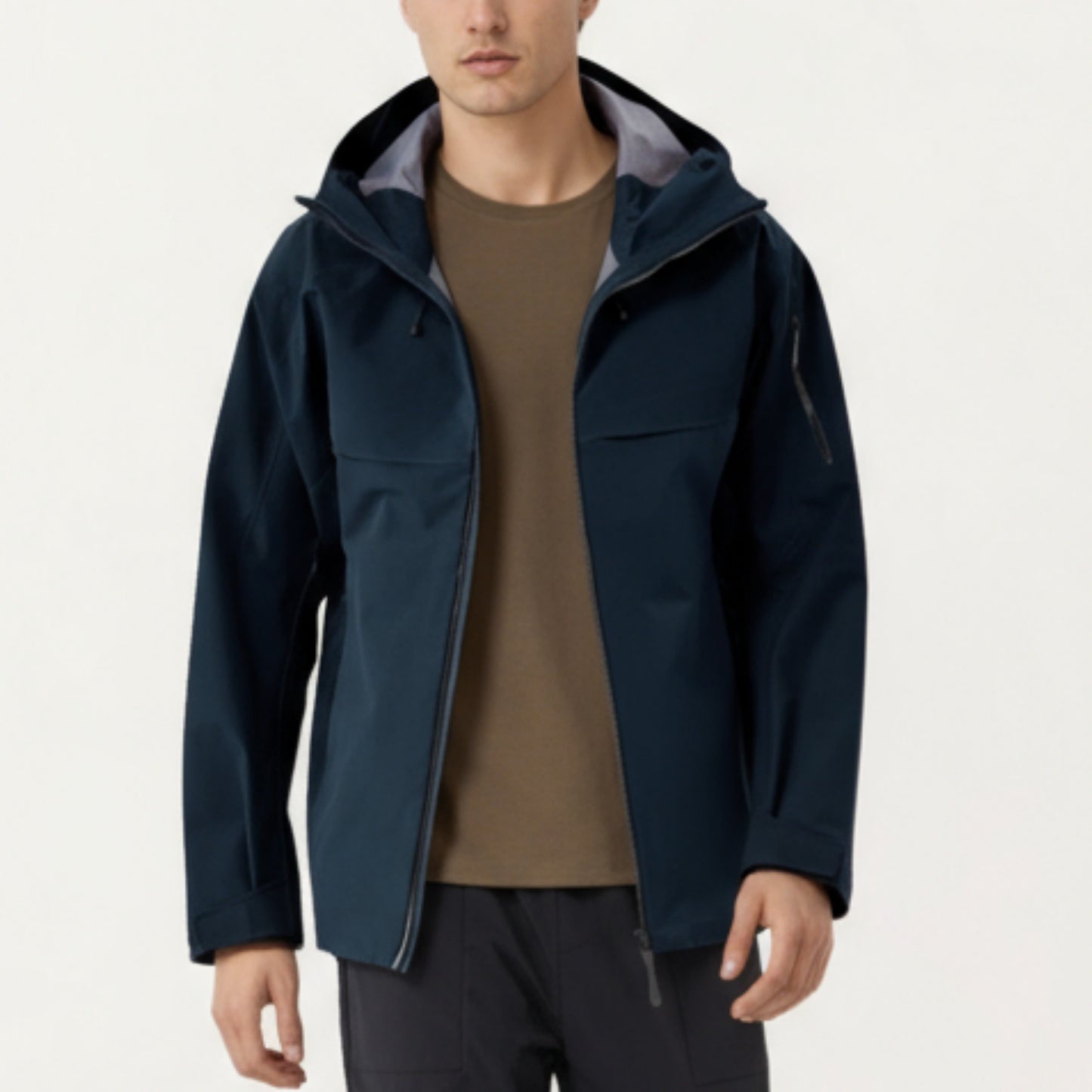 Anna-Kaci Men's Waterproof Hooded Jacket with Zipper Pockets and Adjustable Drawstrings